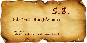 Sárdi Benjámin névjegykártya